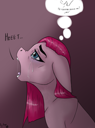 Size: 1795x2398 | Tagged: safe, artist:max_torreto, derpibooru exclusive, pinkie pie, earth pony, pony, g4, crying, cyrillic, depression, despair, pinkamena diane pie, russian, sad, thought bubble