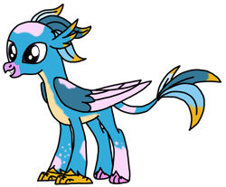 Size: 3436x2847 | Tagged: safe, artist:agdapl, oc, oc only, hippogriff, hippogriffon, hybrid, female, high res, hippogriff oc, interspecies offspring, offspring, parent:gallus, parent:silverstream, parents:gallstream, simple background, smiling, solo, transparent background