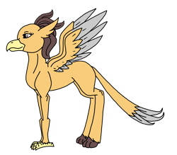 Size: 3076x2694 | Tagged: safe, artist:agdapl, oc, oc only, oc:gold feather, hippogriff, female, high res, hippogriff oc, simple background, smiling, solo, transparent background, two toned wings, wings