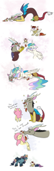 Size: 1938x6137 | Tagged: safe, artist:moonstruck-badger, discord, fluttershy, princess celestia, oc, oc:prince moonlight sonata, oc:princess eventide, oc:princess sundance, alicorn, hybrid, pegasus, pony, g4, auntie fluttershy, baby, baby pony, boop, colt, crying, dadcord, drool, ethereal mane, family, female, filly, high res, interspecies offspring, liquid pride, male, mare, momlestia, noseboop, offspring, parent:discord, parent:princess celestia, parent:princess luna, parent:rockhoof, parents:dislestia, parents:rockluna, pony hat, proud, scruff, ship:dislestia, shipping, simple background, sleeping, starry mane, straight, tears of joy, white background