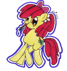 Size: 1234x1294 | Tagged: safe, artist:pinky1babe, apple bloom, earth pony, pony, g4, female, filly, paintbrush, solo