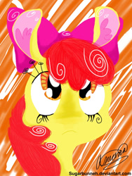Size: 768x1024 | Tagged: safe, artist:sugarbunneh, apple bloom, earth pony, pony, g4, female, filly, solo