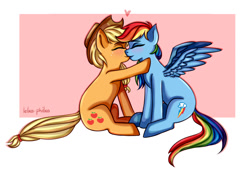 Size: 1224x864 | Tagged: safe, artist:lelka-philka, applejack, rainbow dash, earth pony, pegasus, pony, g4, female, lesbian, ship:appledash, shipping