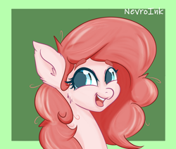 Size: 1280x1084 | Tagged: safe, artist:inkypuso, part of a set, pinkie pie, earth pony, pony, g4, bust, colored pupils, eyebrows, female, mare, open mouth, open smile, smiling, solo