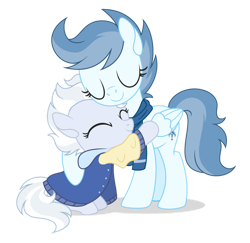 Size: 1024x994 | Tagged: safe, artist:sapphiretwinkle, oc, oc only, oc:frostbite, oc:goosebumps, pegasus, pony, clothes, female, filly, hug, mare, scarf, siblings, simple background, sisters, transparent background