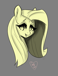 Size: 983x1284 | Tagged: safe, artist:inkypuso, fluttershy, pegasus, pony, g4, bust, cute, daaaaaaaaaaaw, female, gray background, mare, shyabetes, simple background, smiling, solo