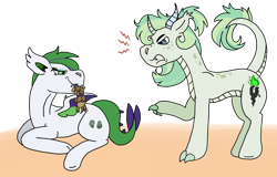Size: 1118x715 | Tagged: safe, artist:kiaraxkovu27, oc, oc:amethyst, oc:emerald, dracony, hybrid, brother and sister, female, interspecies offspring, male, offspring, parent:rarity, parent:spike, parents:sparity, plushie, siblings, simple background, white background