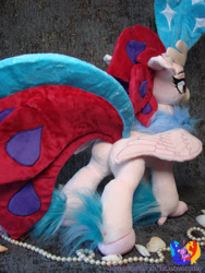 Size: 2304x3072 | Tagged: safe, artist:1stastrastudio, queen novo, classical hippogriff, hippogriff, g4, my little pony: the movie, butt, high res, irl, jewelry, necklace, pearl necklace, photo, plot, plushie, queen novass, seashell, solo