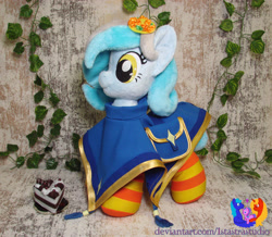 Size: 2646x2304 | Tagged: safe, artist:1stastrastudio, oc, oc only, oc:moon shine, earth pony, pony, cloak, clothes, female, high res, irl, mare, photo, plushie, solo