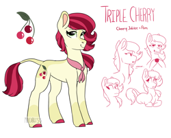 Size: 2350x1889 | Tagged: safe, artist:moccabliss, oc, oc only, oc:triple cherry, earth pony, pony, female, leonine tail, mare, offspring, parent:cherry jubilee, parent:flim, solo