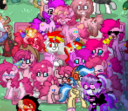 Size: 878x766 | Tagged: safe, pinkie pie, earth pony, pony, pony town, g4, applejack's hat, cowboy hat, hat, pinkie being pinkie, sugarfest