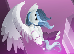 Size: 2320x1696 | Tagged: safe, artist:andaluce, oc, oc only, oc:haze northfleet, pegasus, pony, clothes, female, flying, gritted teeth, hoofless socks, lineless, mare, socks, spread wings, wings