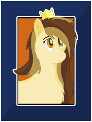 Size: 2920x3860 | Tagged: safe, artist:autumnsfur, oc, oc only, oc:prince whateverer, earth pony, pony, bust, chest fluff, colored, crown, earth pony oc, high res, jewelry, male, regalia, solo, stallion