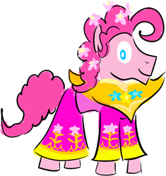 Size: 932x992 | Tagged: safe, artist:horsesplease, pinkie pie, earth pony, pony, g4, blue eyes, bubble berry, cherry blossoms, clothes, flower, flower blossom, flower in hair, male, pink, porashon, prince, rabydosverse, real men wear pink, robes, rule 63, sakura pie, smiling, solo, stallion, vozonid