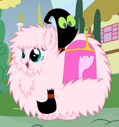 Size: 1328x1416 | Tagged: safe, artist:mixermike622, artist:nathaniel718, edit, oc, oc:fluffle puff, g4, adventure time, cartoon network, crossover, female, male, mare, nergal, nergal and princess bubblegum, princess bubblegum, the grim adventures of billy and mandy