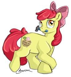 Size: 446x485 | Tagged: safe, artist:chaoskirin, apple bloom, earth pony, pony, g4, alternate cutie mark, female, filly, hammer, solo
