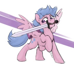 Size: 1095x974 | Tagged: safe, artist:jewellier, firefly, pegasus, pony, g1, mouth hold, solo, sword, weapon