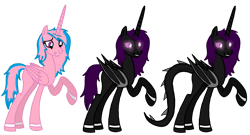 Size: 3006x1621 | Tagged: safe, artist:agdapl, oc, oc only, alicorn, bat pony, bat pony alicorn, pony, alicorn oc, base used, bat pony oc, bat wings, concave belly, female, glowing eyes, horn, mare, raised hoof, simple background, slender, smiling, thin, transparent background, wings