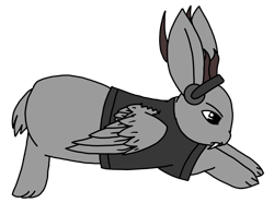 Size: 3106x2317 | Tagged: safe, artist:agdapl, jackalope, rabbit, winged rabbit, animal, clothes, crossover, fangs, headset, high res, male, scout (tf2), simple background, species swap, team fortress 2, transparent background