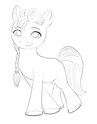 Size: 716x920 | Tagged: safe, artist:chopsticks, sunny starscout, earth pony, pony, g5, female, looking at you, mare, monochrome, outline, sketch, solo