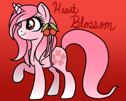 Size: 1280x1024 | Tagged: safe, artist:potatogirlivy, oc, oc only, oc:heart blossom, pony, unicorn, female, gradient hooves, raised hoof, smiling, solo