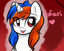 Size: 1280x1024 | Tagged: safe, artist:potatogirlivy, oc, oc only, oc:safari, pony, unicorn, browser ponies, female, open mouth, open smile, smiling, solo