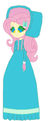 Size: 380x840 | Tagged: safe, artist:brightstar40k, part of a set, fluttershy, equestria girls, g4, animated, bonnet, clothes, hypno eyes, hypnosis, hypnotized, long dress, long skirt, simple background, skirt, solo, victorian, white background