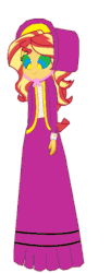 Size: 344x840 | Tagged: safe, artist:brightstar40k, part of a set, sunset shimmer, equestria girls, g4, animated, bonnet, clothes, hypno eyes, hypnosis, hypnotized, long dress, long skirt, simple background, skirt, solo, victorian, white background
