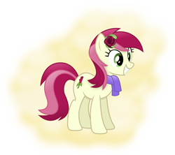 Size: 6072x5399 | Tagged: safe, artist:anime-equestria, roseluck, earth pony, pony, g4, clothes, female, flower, fog, grin, happy, mare, rose, scarf, show accurate, simple background, smiling, solo, transparent background, vector