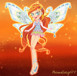 Size: 4497x4415 | Tagged: safe, artist:lumi-infinite64, artist:prismagalaxy514, artist:sunsetshimmer333, fairy, human, equestria girls, g4, barefoot, barely eqg related, base used, bloom (winx club), blue dress, blue wings, clothes, crossover, dress, enchantix, equestria girls style, equestria girls-ified, fairy wings, fairyized, feet, gloves, long gloves, long hair, solo, sparkly wings, wings, winx, winx club, winxified