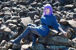 Size: 2048x1365 | Tagged: safe, artist:littlemissbloo, maud pie, human, g4, boots, clothes, cosplay, costume, facebook, high heel boots, irl, irl human, photo, rock, shoes