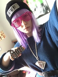 Size: 960x1280 | Tagged: safe, artist:littlemissbloo, maud pie, human, g4, beanie, clothes, cosplay, costume, facebook, hat, irl, irl human, jewelry, necklace, photo, swag