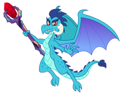 Size: 1280x998 | Tagged: safe, artist:aleximusprime, princess ember, dragon, g4, bloodstone scepter, dragon horns, dragon lord ember, dragon wings, dragoness, female, flurry hearts story, horns, scepter, super dragon warriors, wings