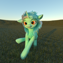 Size: 3840x3840 | Tagged: safe, artist:santiblocks, lyra heartstrings, pony, unicorn, g4, 3d, absurd file size, female, high res, mare, open mouth, open smile, smiling, solo