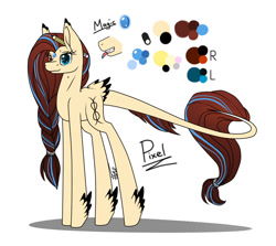 Size: 1000x893 | Tagged: safe, artist:inspiredpixels, oc, oc only, oc:pixel, pony, female, leonine tail, mare, pencil, reference sheet, simple background, solo, standing, tail feathers, white background