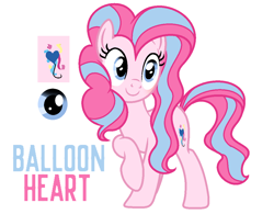 Size: 1084x846 | Tagged: safe, artist:gadelix, oc, oc only, oc:balloon heart, earth pony, pony, base used, female, mare, offspring, parent:party favor, parent:pinkie pie, parents:partypie, reference sheet, simple background, solo, white background