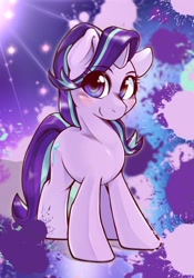 Size: 1430x2048 | Tagged: safe, artist:kurogewapony, starlight glimmer, pony, unicorn, g4, blushing, cute, eye clipping through hair, eyebrows, eyebrows visible through hair, female, glimmerbetes, looking at you, mare, smiling, smiling at you, solo