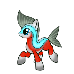 Size: 2048x2048 | Tagged: safe, artist:nightmareadagio, oc, oc only, sea pony, high res, male, raised hoof, seapony oc, simple background, smiling, transparent background