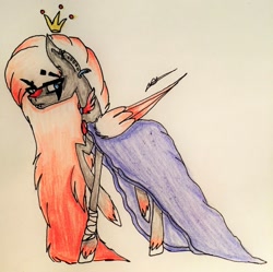 Size: 2327x2314 | Tagged: safe, artist:beamybutt, oc, oc only, pegasus, pony, cloak, clothes, crown, eyelashes, female, high res, jewelry, mare, pegasus oc, raised hoof, regalia, signature, traditional art
