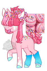 Size: 500x750 | Tagged: safe, artist:lavvythejackalope, oc, oc only, pony, unicorn, :p, clothes, hair over eyes, horn, leg warmers, macaroon, raised hoof, solo, tongue out, unicorn oc