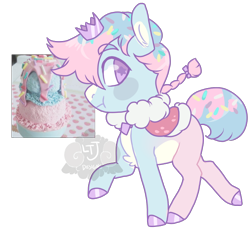 Size: 600x550 | Tagged: safe, artist:lavvythejackalope, oc, oc only, earth pony, pony, chest fluff, crown, earth pony oc, food, hoof polish, ice cream, jewelry, regalia, simple background, smiling, solo, transparent background