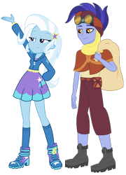 Size: 806x1119 | Tagged: safe, artist:cartoonmasterv3, hoo'far, trixie, equestria girls, equestria girls specials, g4, my little pony equestria girls: better together, my little pony equestria girls: forgotten friendship, female, hand on hip, male, shipping, straight, trixfar