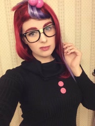Size: 720x960 | Tagged: safe, artist:maddymoiselle, moondancer, human, g4, clothes, cosplay, costume, facebook, glasses, irl, irl human, photo