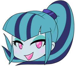 Size: 726x640 | Tagged: safe, artist:batipin, part of a set, sonata dusk, equestria girls, g4, bedroom eyes, blushing, flirting, head only, open mouth, simple background, solo, transparent background