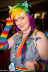 Size: 641x960 | Tagged: safe, artist:drowninginrice, rainbow dash, human, g4, 2013, clothes, cosplay, costume, irl, irl human, multicolored hair, photo, rainbow hair