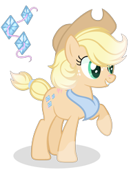 Size: 1488x1956 | Tagged: safe, artist:starshine-sentryyt, oc, oc only, earth pony, pony, female, hat, magical lesbian spawn, mare, offspring, parent:applejack, parent:rarity, parents:rarijack, raised hoof, simple background, solo, transparent background