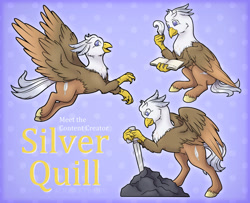 Size: 1920x1557 | Tagged: safe, artist:acry-artwork, oc, oc only, oc:silver quill, hippogriff, hippogriff oc, male, solo, sword in the stone