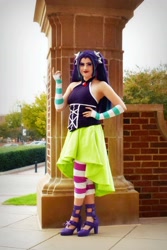 Size: 1108x1663 | Tagged: safe, artist:sarahndipity cosplay, aria blaze, human, equestria girls, g4, bare shoulders, clothes, cosplay, costume, disguise, disguised siren, facebook, hand on hip, irl, irl human, photo, sleeveless
