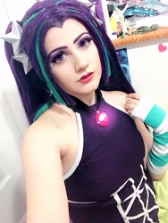 Size: 720x960 | Tagged: safe, artist:sarahndipity cosplay, aria blaze, human, equestria girls, g4, bare shoulders, clothes, cosplay, costume, disguise, disguised siren, facebook, gem, irl, irl human, jewelry, necklace, photo, siren gem, sleeveless