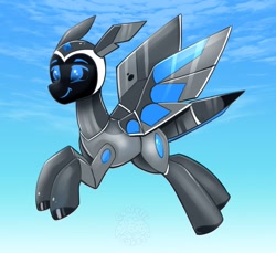 Size: 1962x1794 | Tagged: safe, artist:confetticakez, oc, oc only, original species, plane pony, flying, plane, smiling, solo, spread wings, wings